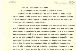 [Carta] 1934 sept. 10, Sevilla [a] Gabriela Mistral
