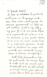 [Carta] 1934, Lima [a] Gabriela Mistral