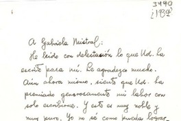 [Carta] 1934, Lima [a] Gabriela Mistral