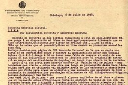 [Carta] 1938 jul. 6, Chiclayo, [Perú] [a] Gabriela Mistral, Lima