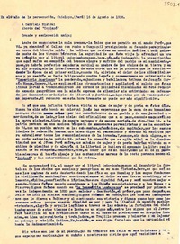 [Carta] 1938 ago. 16, Chiclayo, [Perú] [a] Gabriela Mistral, abordo del "Copiapó"