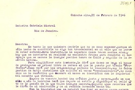 [Carta] 1946 feb. 11, Chincha Alta, Perú [a] Gabriela Mistral, Río de Janeiro