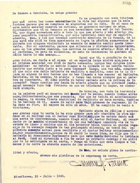 [Carta] 1945 jul. 15, Miraflores, [Perú] [a] Gabriela Mistral