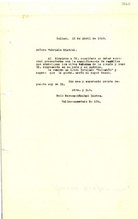 [Carta] 1949 abr. 12, Callao, [Perú] [a] Gabriela Mistral
