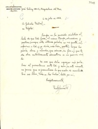 [Carta] 1952 jul. 6, Lima, Perú [a] Gabriela Mistral, Nápoles
