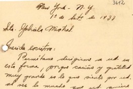 [Carta] 1933 sept. 1, New York [a] Gabriela Mistral