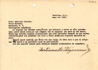 [Carta] 1933 mayo, Carolina, Puerto Rico [a] Gabriela Mistral, Santurce, Puerto Rico