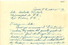 [Carta] 1933 mayo 4, Caguas, Puerto Rico [a] Gabriela Mistral, Río Piedras, Puerto Rico