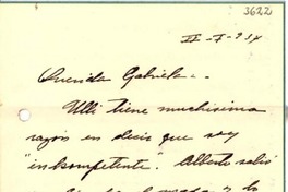 [Carta] 1934 ene. 20, San Juan, Puerto Rico [a] Gabriela Mistral