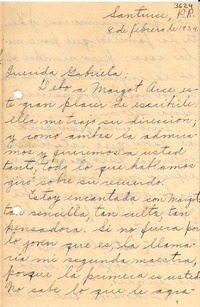 [Carta] 1934 feb. 2, Santurce, [Puerto Rico] [a] Gabriela Mistral, Madrid, [España]