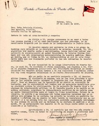 [Carta] 1939 ene. 27, La Habana, Cuba [a] Gabriela Mistral, San Agustín, Florida