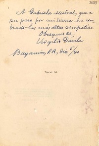 [Carta] 1940 dic. 5, Bayamón, P. R. [a] Gabriela Mistral