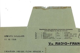 [Telegrama] 1946 nov. 18, San Juan, Puerto Rico [a] Gabriela Mistral
