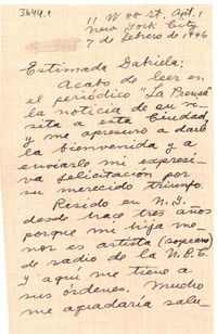 [Carta] 1946 feb. 7, Nueva York [a] Gabriela Mistral