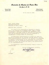 [Carta] 1946 mar. 19, San Juan, Puerto Rico [a] Gabriela Mistral, Santiago