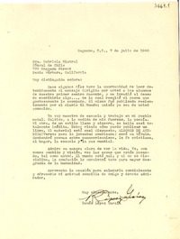 [Carta] 1948 jul. 7, Naguabo, [Puerto Rico] [a] Gabriela Mistral, Santa Barbara, California