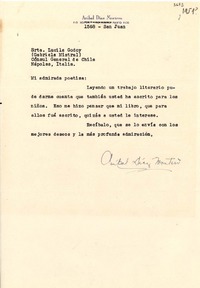 [Carta] 1951, San Juan, [Puerto Rico] [a] Lucila Godoy, Nápoles, Italia
