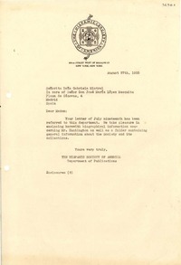 [Carta] 1935 Aug. 27, New York, [EE.UU.] [a] Gabriela Mistral, Madrid, España