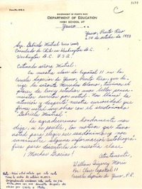[Carta] 1953 oct. 14, Yauco, Puerto Rico [a] Lucila Godoy, Washington D.C, USA