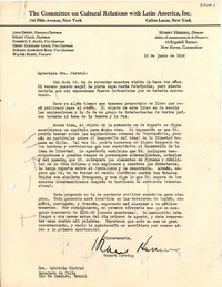 [Carta] 1942 jun. 15, New Heaven, Connecticut [a] Gabriela Mistral