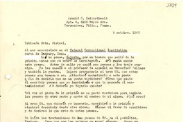 [Carta] 1942 oct. 9, Germantown, Philadelphia [a] Gabriela Mistral