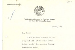 [Carta] 1943 abr. 8, N. York [a] Gabriela Mistral, Sao Paulo, Brasil