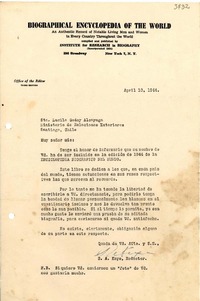 [Carta] 1944 abr. 10, New York, EE.UU. [a] Lucila Godoy Alcayaga, Santiago, Chile