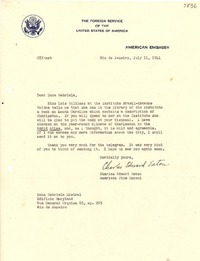 [Carta] 1944 jul. 11, Río de Janeiro [a] Gabriela Mistral, Río de Janeiro