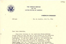 [Carta] 1944 jul. 11, Río de Janeiro [a] Gabriela Mistral, Río de Janeiro