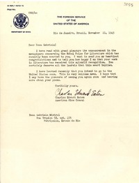 [Carta] 1945 nov. 21, Río de Janeiro, Brasil [a] Gabriela Mistral, Petrópolis