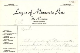[Carta] [1945 nov.], Minnesota [a] Gabriela Mistral