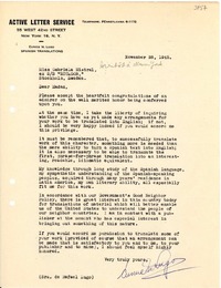 [Carta] 1945 nov. 28, N. York [a] Gabriela Mistral, Estocolmo, Suecia