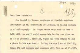 [Carta] 1944 jul., Río de Janeiro [a] Gabriela Mistral