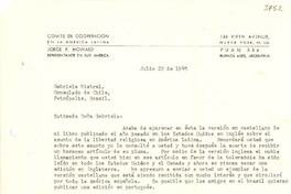 [Carta] 1945 jul. 22, Buenos Aires [a] Gabriela Mistral, Petrópolis, Brasil
