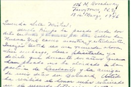 [Carta] 1946 mar. 13, Tarrytown, New York [a] Gabriela Mistral