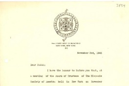 [Carta] 1945 nov. 3, New York [a] Gabriela Mistral, Río de Janeiro, Brasil