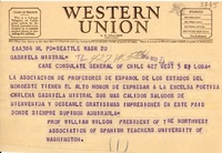 [Telegrama] 1946 mar. 20, Seattle [a] Gabriela Mistral