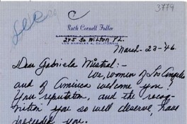 [Carta] 1946 mar. 23, Los Ángeles, California [a] Gabriela Mistral