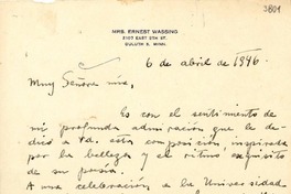 [Carta] 1946 abr. 6, [Minneapolis?] [a] [Gabriela Mistral]