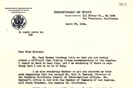 [Carta] 1946 abr. 25, San Francisco, California [a] Gabriela Mistral, Los Angeles, California