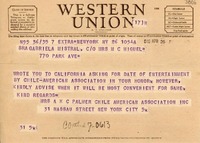 [Telegrama] 1946 abr. 26, N. York [a] Gabriela Mistral