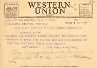 [Telegrama] 1946 abr. 3, San Diego, California [a] Gabriela Mistral, Los Ángeles