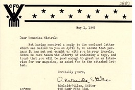 [Carta] 1946 mayo 1, [New York?], [EE.UU.?] [a] [Gabriela] Mistral