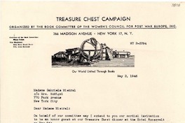 [Carta] 1946 mayo 2, New York [a] Gabriela Mistral