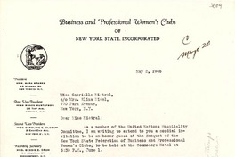 [Carta] 1946 mayo 3, New York [a] Gabriela Mistral