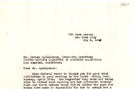 [Carta] 1946 mayo 4, New York [a] George Spillenaar, Los Ángeles, California