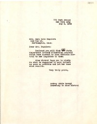 [Carta] 1946 mayo 2, New York [a] Mary Kate Nogueira, Northampton, Massachusetts