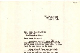 [Carta] 1946 mayo 2, New York [a] Mary Kate Nogueira, Northampton, Massachusetts