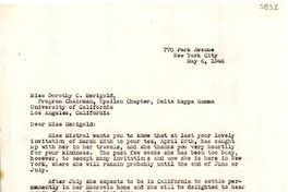 [Carta] 1946 mayo 6, New York, [E.E.U.U.] [a] Dorothy C. Merigolo, Los Angeles, California, [E.E.U.U.]