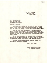 [Carta] 1946 mayo 6, New York [a] Louis Courcil, Altadena, California